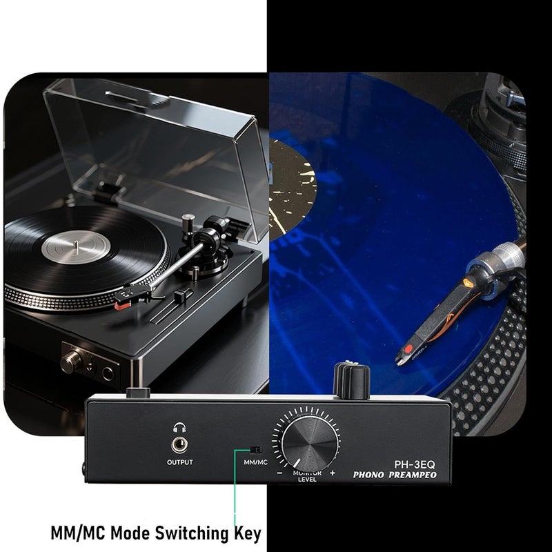 Bewinner Phono Preamp with MM MC Support XLR Balanced I O, 3 Band EQ Turntable Amplifier, Metal Chassis, Audiophile Grade Sound for Record Players (US Plug 100-240V) - Image 5